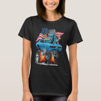 T-shirt Patriotique 60s Muscle Car drôle Dragster USA Hotr