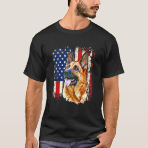 T-shirt Patriotique Allemand Berger Chien Drapeau Américai