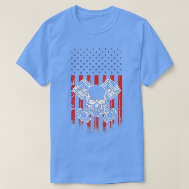 T-shirt Patriotique Américain Drapeau Piston Muscle Enthus (Design devant)