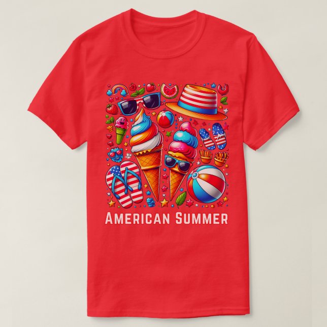 T-shirt Patriotique américain été 4 Juillet Celebrati (Design devant)