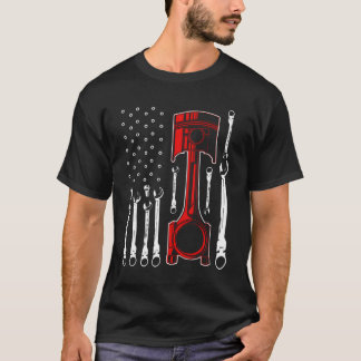 T-shirt Patriotique Américain Mécanicien De Voiture Mari D