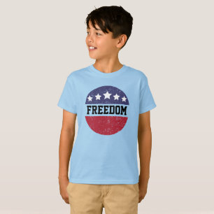 T-shirt Patriotique Américain Perturbé Liberté Rouge Blanc