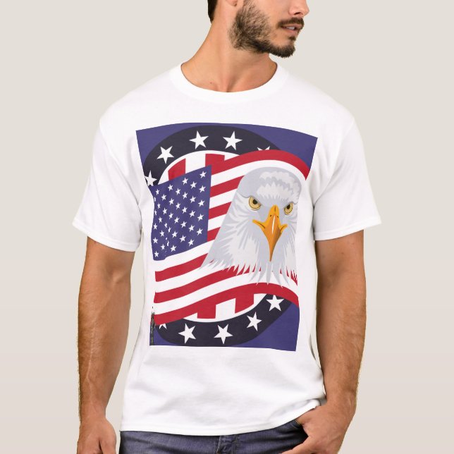 T-shirt patriotique American Eagle & Drapeau (Devant)