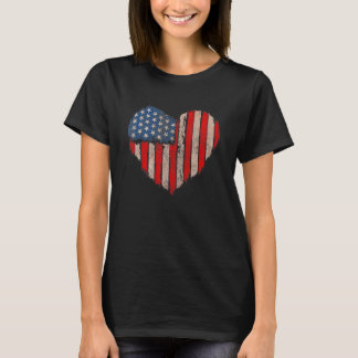 T-shirt Patriotique American Flag Heart Independence Day 4