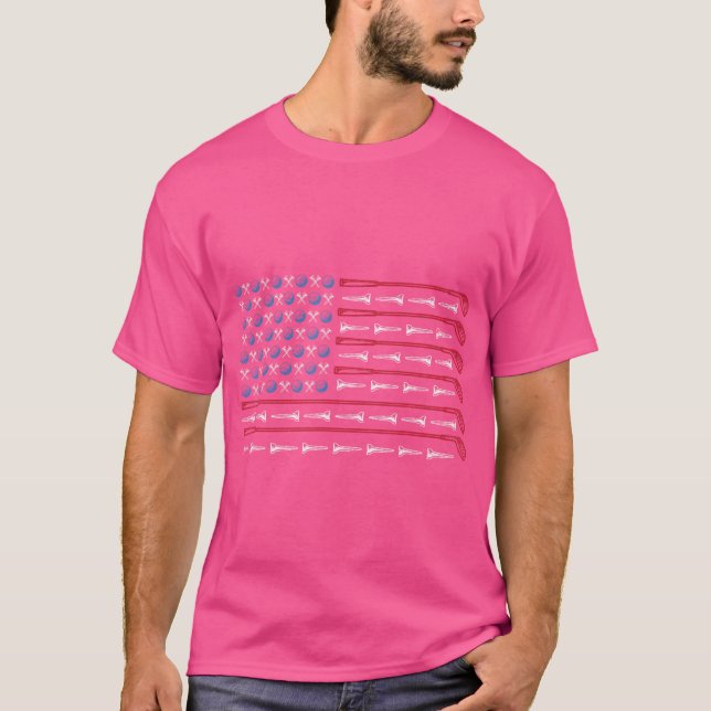 T-shirt Patriotique American Golfer Flag Golf Club Golf Lo (Devant)