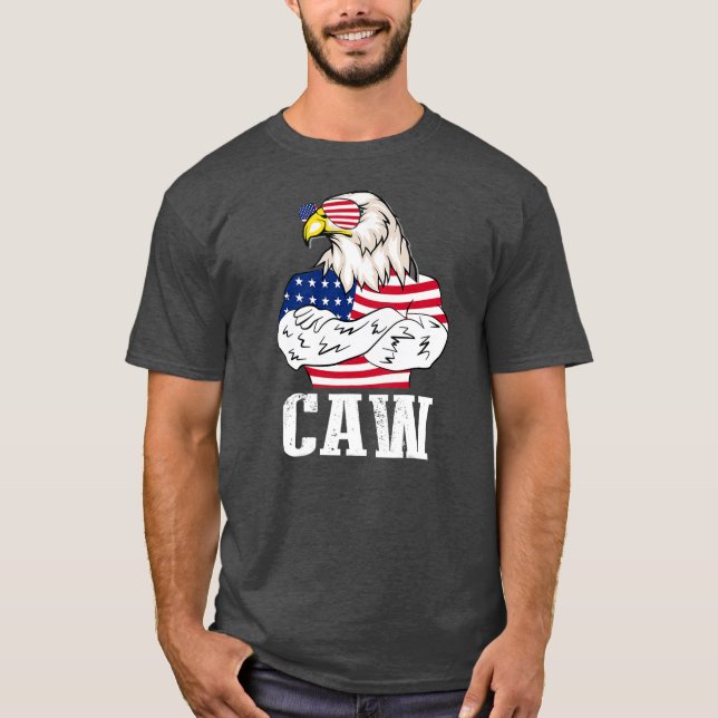 T-shirt Patriotique Bald Eagle Caw 4 juillet Américain (Devant)