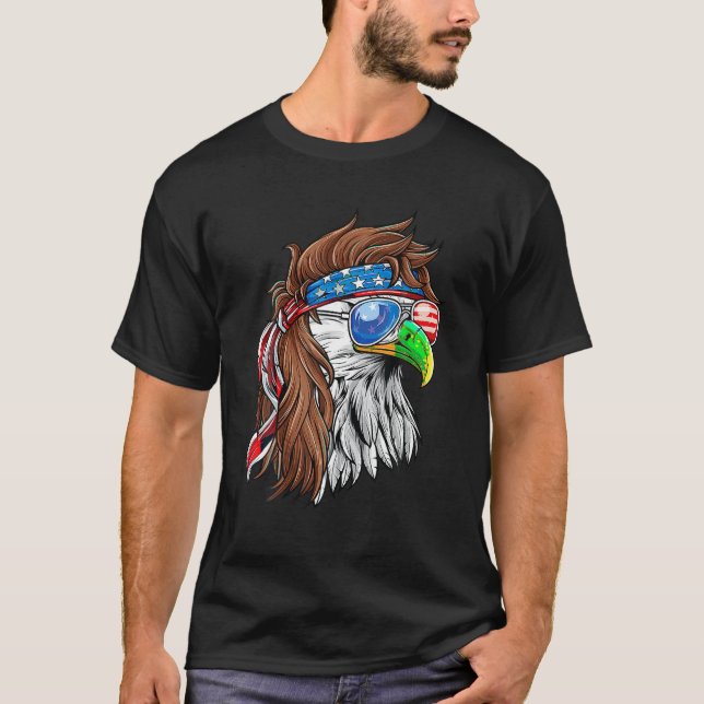 T-shirt Patriotique Bald Eagle Mullet USA American Flag 4e (Devant)