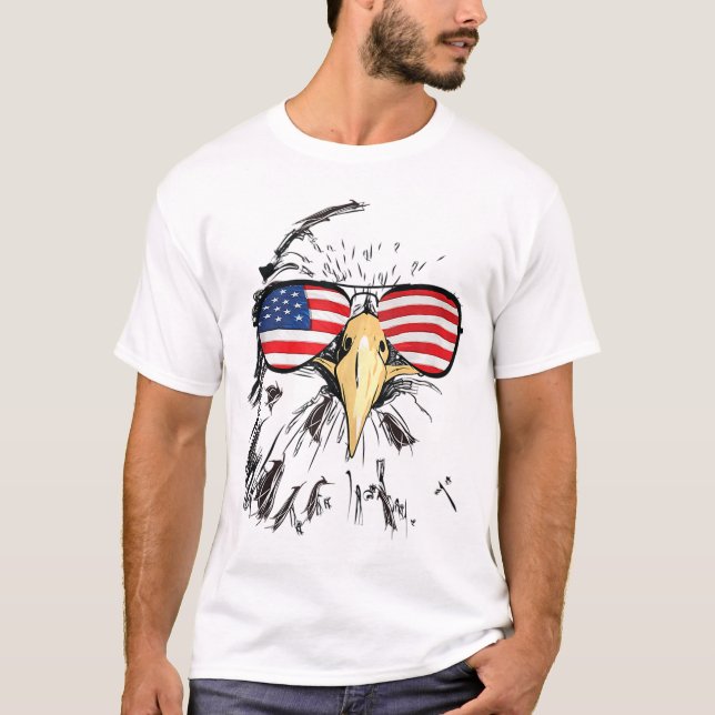 T-shirt Patriotique Bald Eagle USA Drapeau américain 4 jui (Devant)
