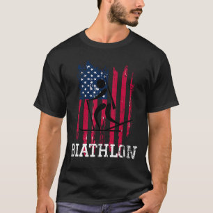 T-shirt Patriotique Biathlon Athlète Drapeau Usa Ski Shoi 