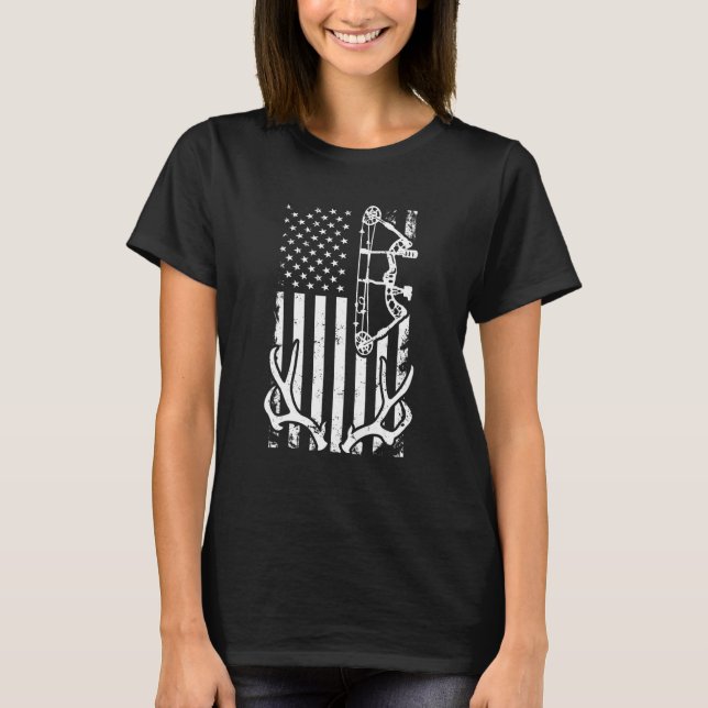T-shirt Patriotique Bowhunting Hunter Deer Hunter Hunter A (Devant)