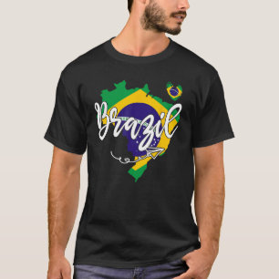T-shirt Patriotique Brésil Carte Coeur mignon Brasil Brési