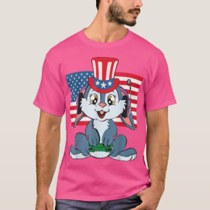 T-shirt Patriotique Bunny Gamer 4 juillet Jeu Américain