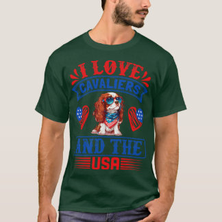 T-shirt Patriotique Cavalier roi Charles Spaniel Chien