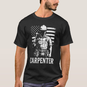 T-shirt Patriotique charpentier USA Drapeau Vintage Woodwo