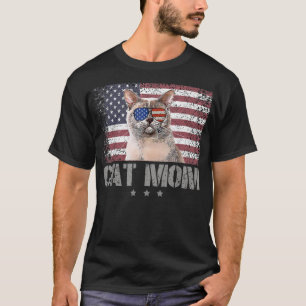 T-shirt Patriotique Chats Maman Avec Lunettes de soleil US