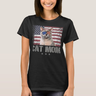 T-shirt Patriotique Chats Maman Avec Lunettes de soleil US