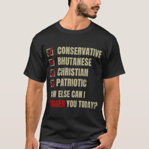 T-shirt Patriotique chrétien bhoutanais conservateur