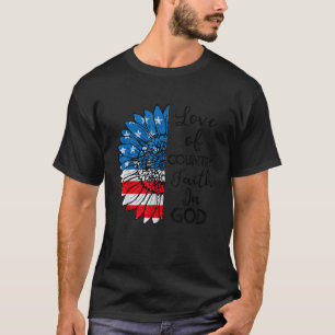 T-shirt Patriotique Christian Love Pays Foi En Dieu USA