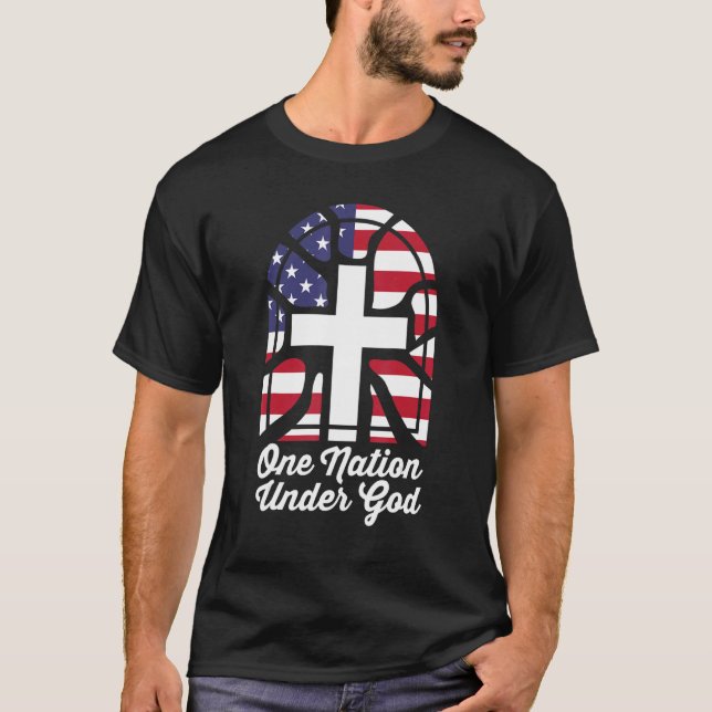 T-shirt Patriotique Christian Usa Carte Us Drapeau Une Nat (Devant)