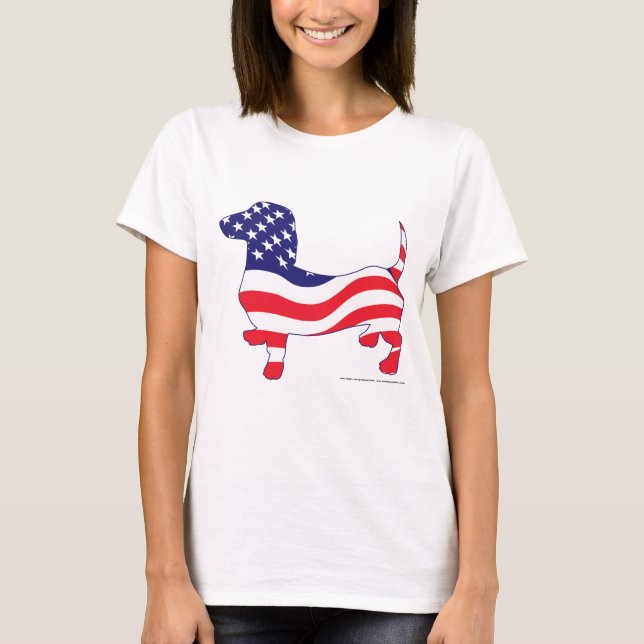 T-shirt Patriotique Dachshund (Devant)