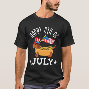 T-shirt Patriotique Dachshund Hot Dog Americana Le Juillet