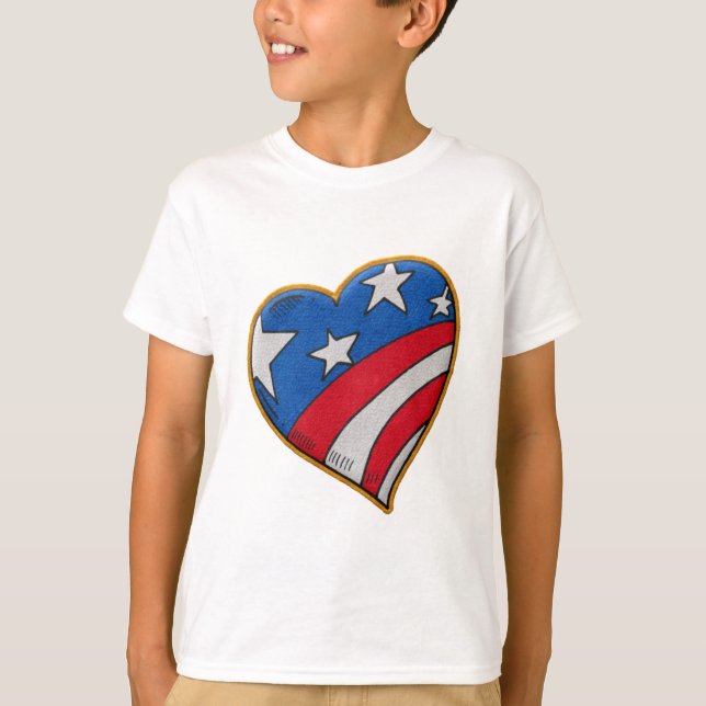T-shirt patriotique de coeur (Devant)