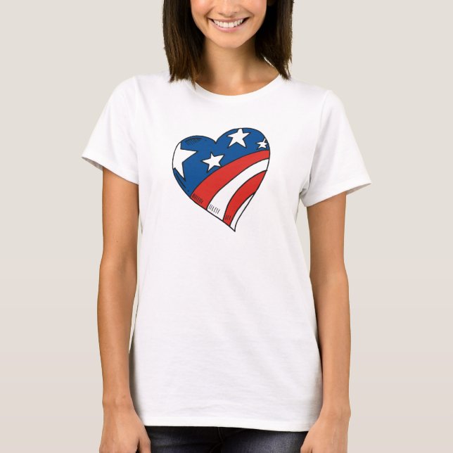 T-shirt patriotique de coeur (Devant)