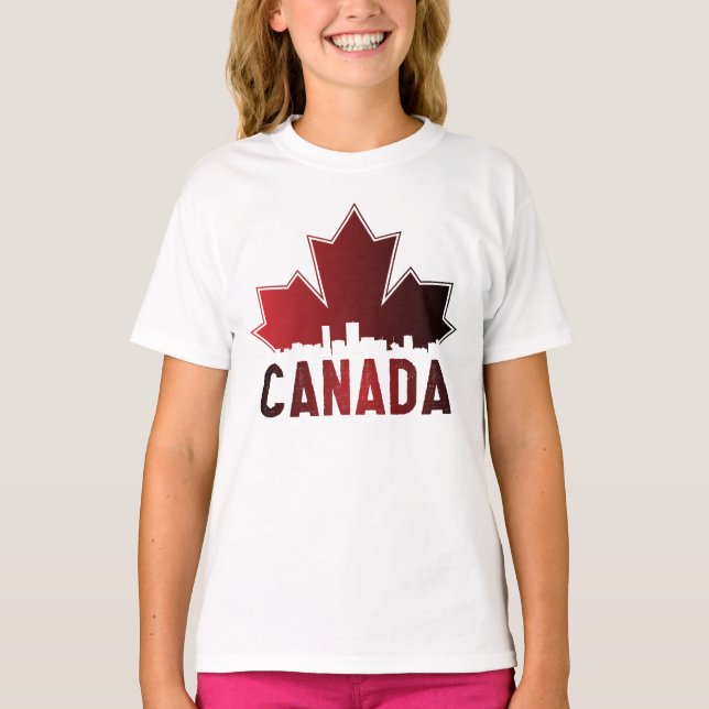 T-shirt Patriotique de feuille d'érable rayée du Canada (Devant)
