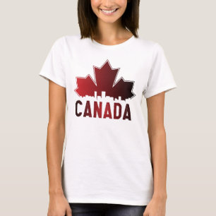 T-shirt Patriotique de feuille d'érable rayée du Canada