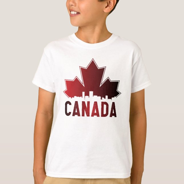 T-shirt Patriotique de feuille d'érable rayée du Canada (Devant)