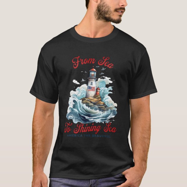 T-shirt Patriotique De La Mer À Lumière Phare De Mer 4E O (Devant)