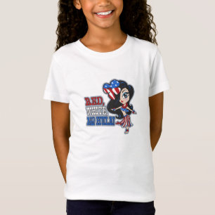 T-Shirt Patriotique des filles rouge, blanche et hula
