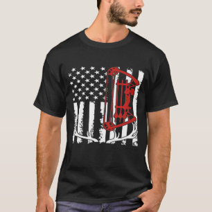 T-shirt Patriotique Drapeau Chasse Crossbow Archer Antler