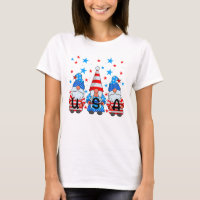 T-Shirt Patriotique du 4 Juillet avec des Gnomes U