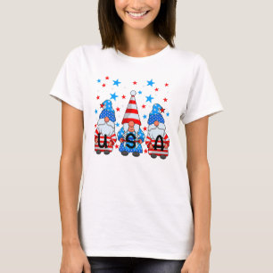 T-Shirt Patriotique du 4 Juillet avec des Gnomes U