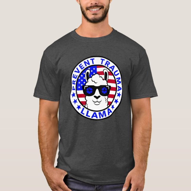 T-shirt Patriotique Empêcher le traumatisme Llama (Devant)