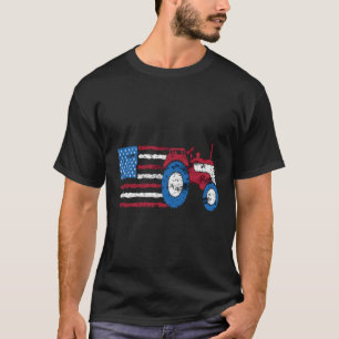 T-shirt Patriotique Fier Agriculteur Usa Drapeau Tracteur 
