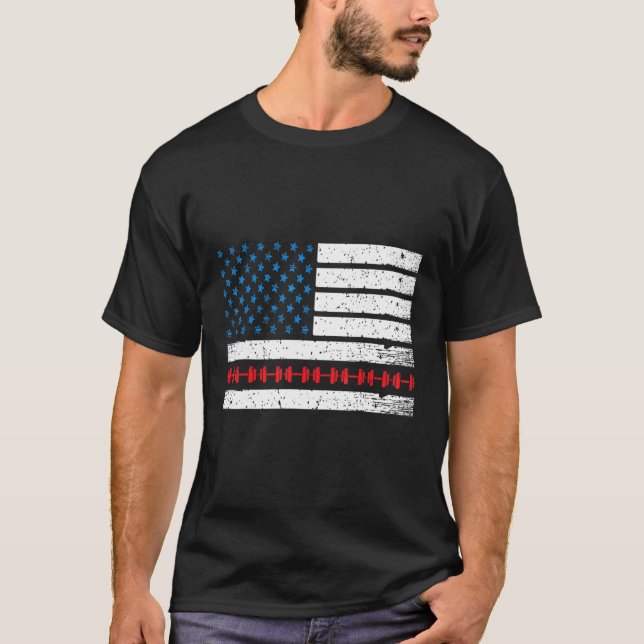 T-shirt Patriotique Fitness Trainer Usa American Drapeau B (Devant)