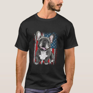 T-shirt Patriotique français bulldog AMERICAN FLAG 4 juill