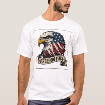 T-Shirt Patriotique Freedom Flies American Eagle U