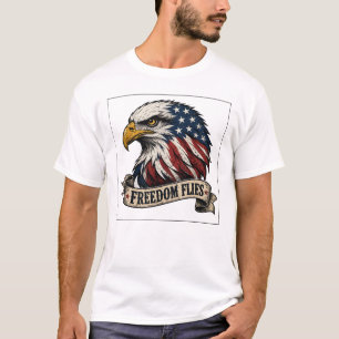 T-Shirt Patriotique Freedom Flies American Eagle U