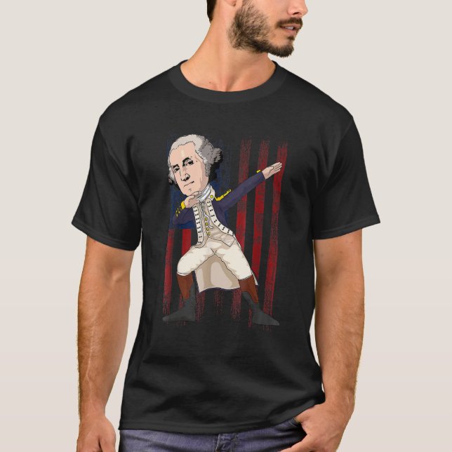 T-shirt Patriotique George Washington Dabbing Dab Dance 4e (Devant)