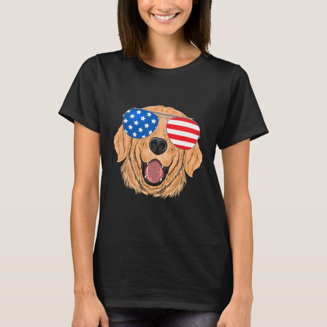 T-shirt Patriotique Golden Retriever Chien 4 juillet cadea (Devant)