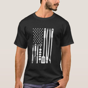 T-shirt Patriotique Grilling BBQ Ustensile US Drapeau Pitm