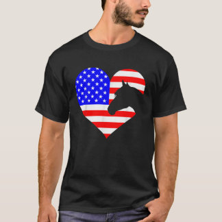 T-shirt Patriotique Horse Lover 4 juillet Cool Heart Ameri