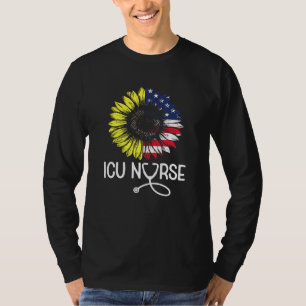 T-shirt Patriotique Icu Intensive Care Unit Nurse American