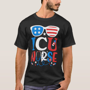 T-shirt Patriotique Icu Nurse 4 juillet American Sunglasse