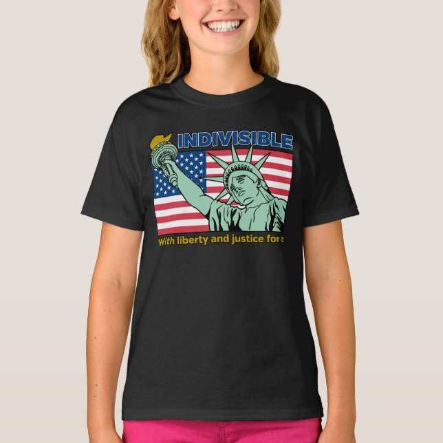 T-shirt Patriotique-indivisible-Liberté et Justice pour to (Devant)