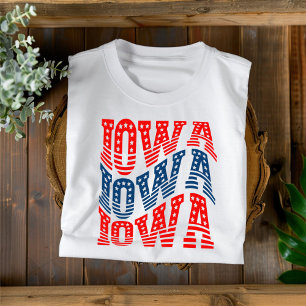 T-shirt Patriotique Iowa Rouge et Bleu Boho
