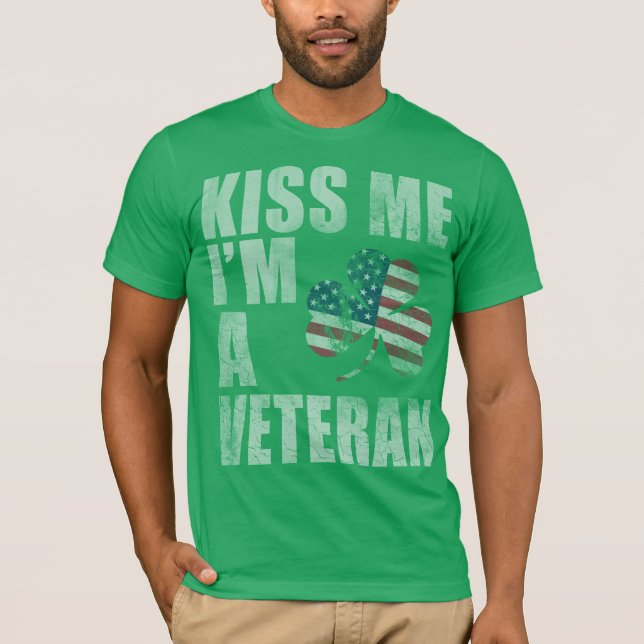 T-shirt Patriotique Kiss Me Je suis un vétéran (Devant)